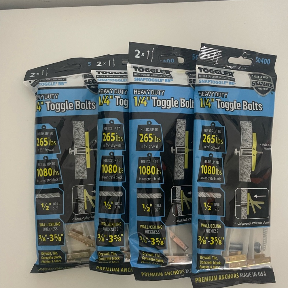Brand New Toggler Heavy Duty Toggle Bolts x4